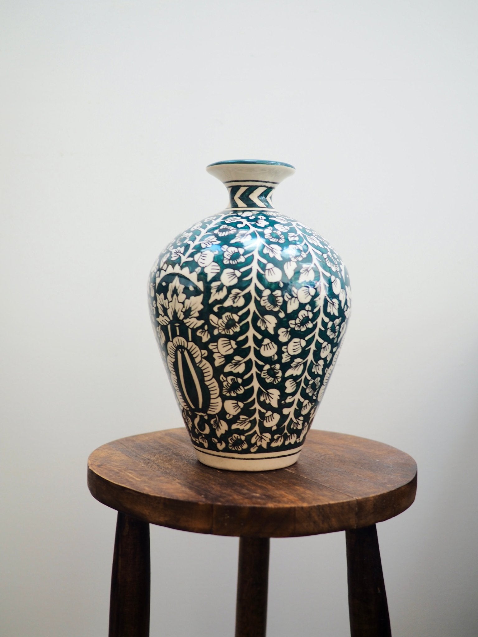 Ceramic Rani Vase in Deep Green - TSL