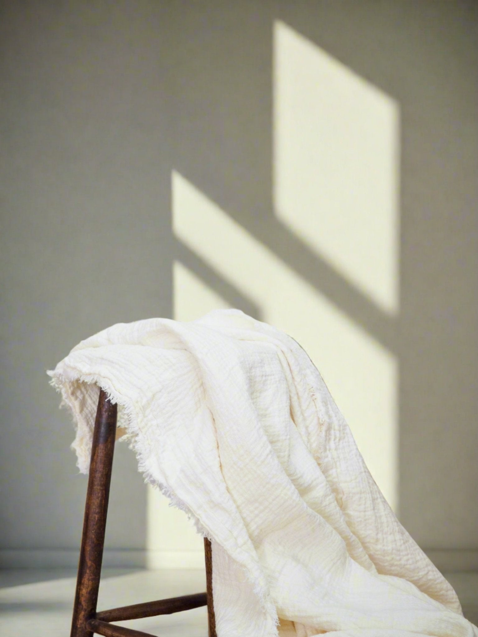 Linen Throw Blanket in Ivory - TSL