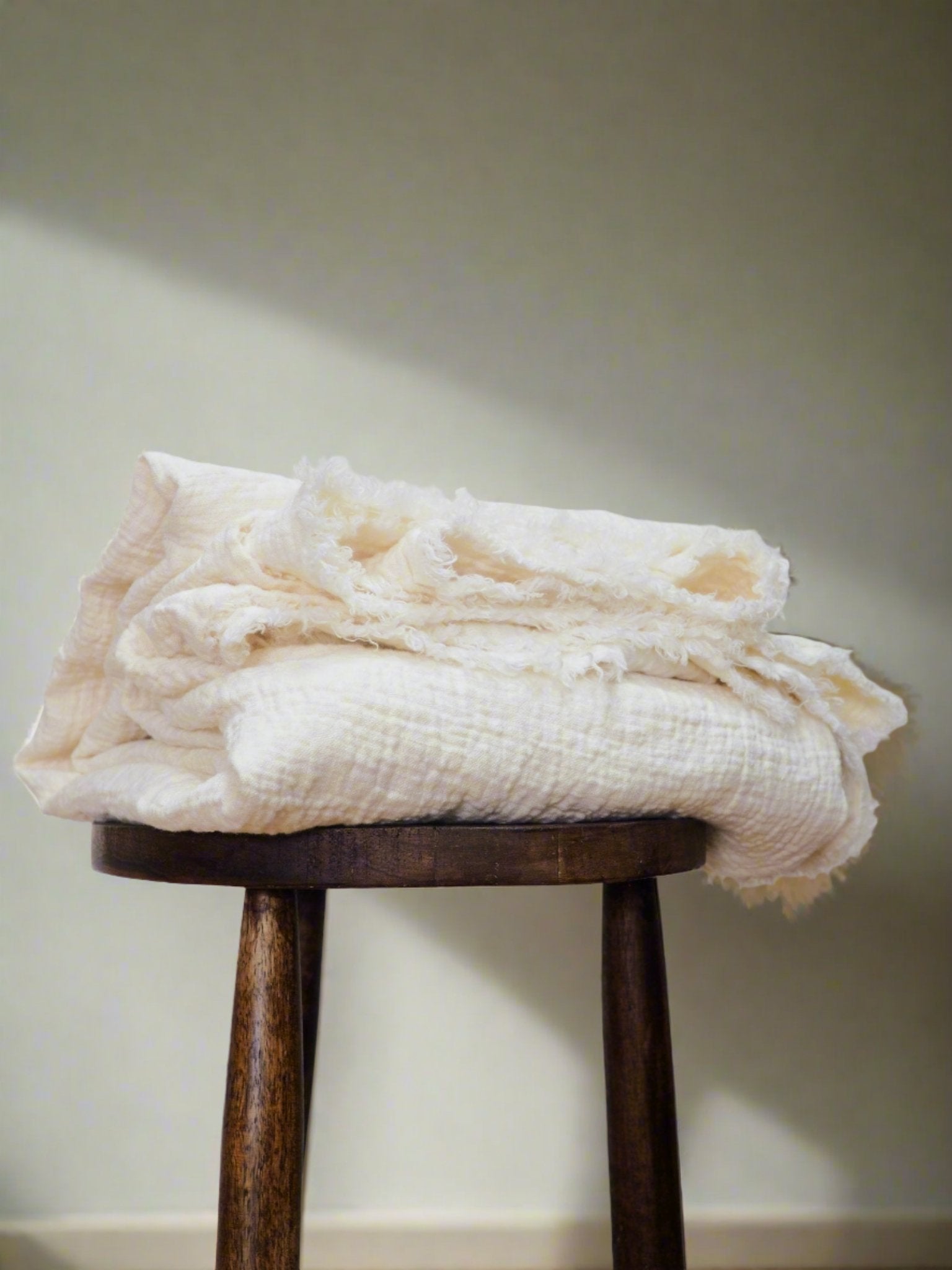 Linen Throw Blanket in Ivory - TSL