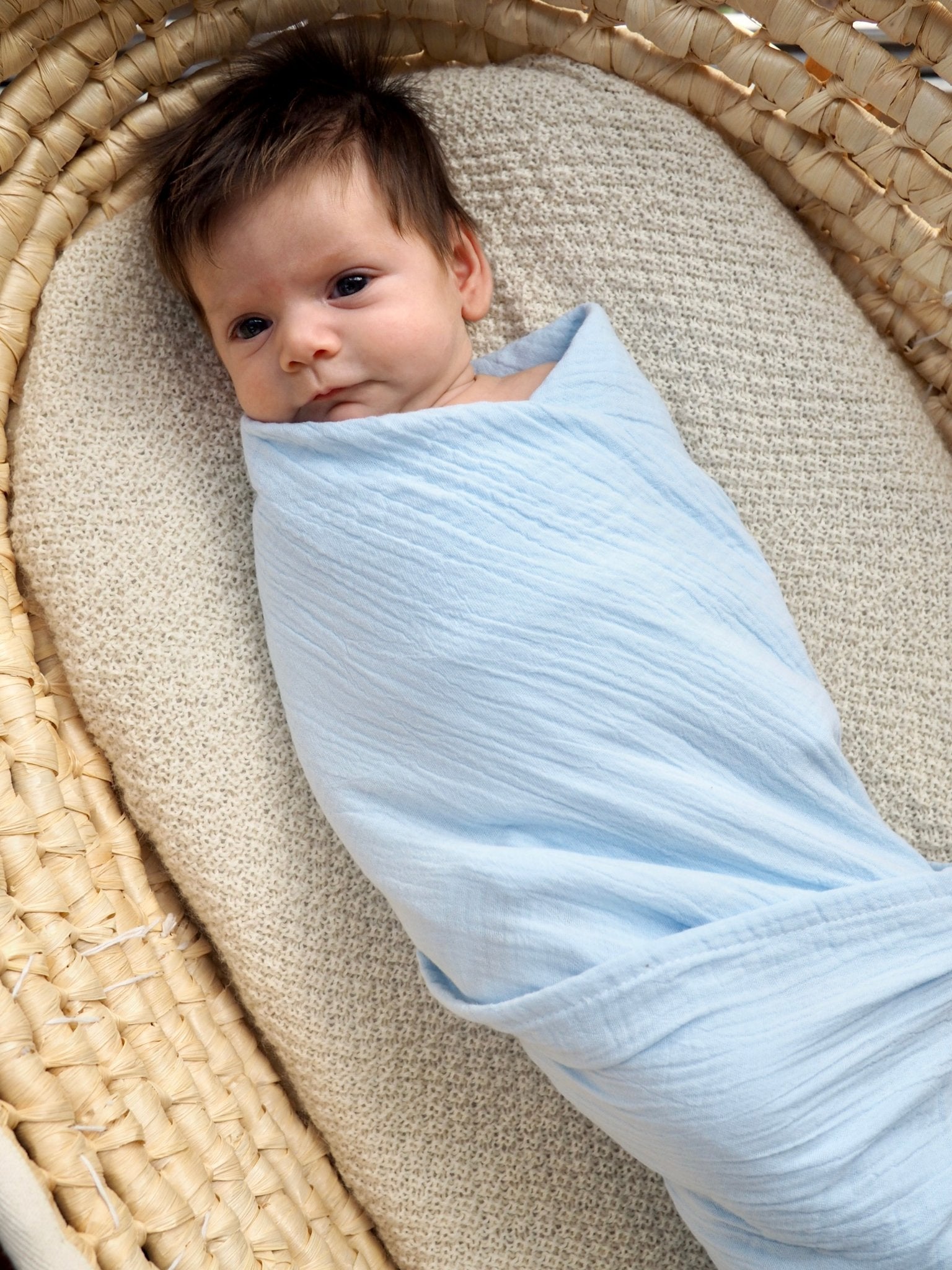 Muslin Swaddle Wrap in Sky - TSL