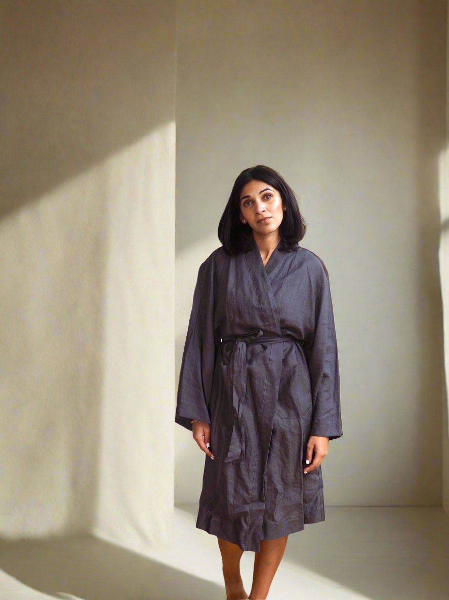 Pure Linen Robe in Charcoal - TSL