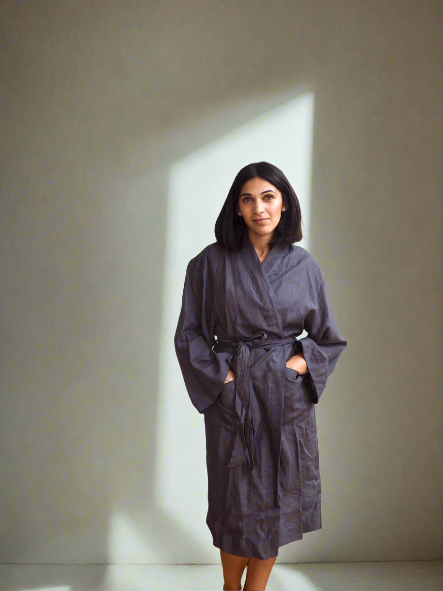 Pure Linen Robe in Charcoal - TSL