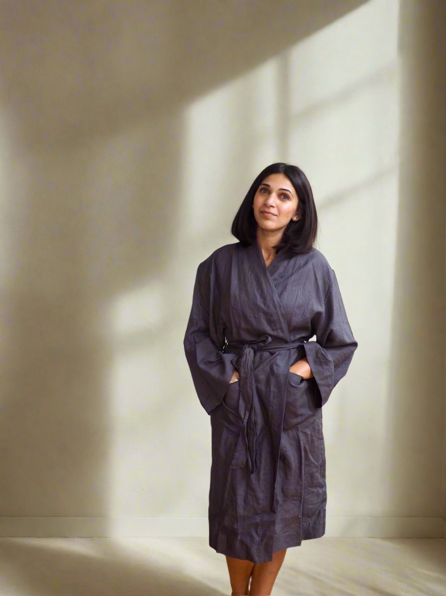 Pure Linen Robe in Charcoal - TSL