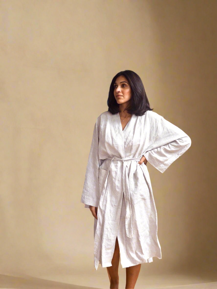 Pure Linen Robe in Oatmeal - TSL