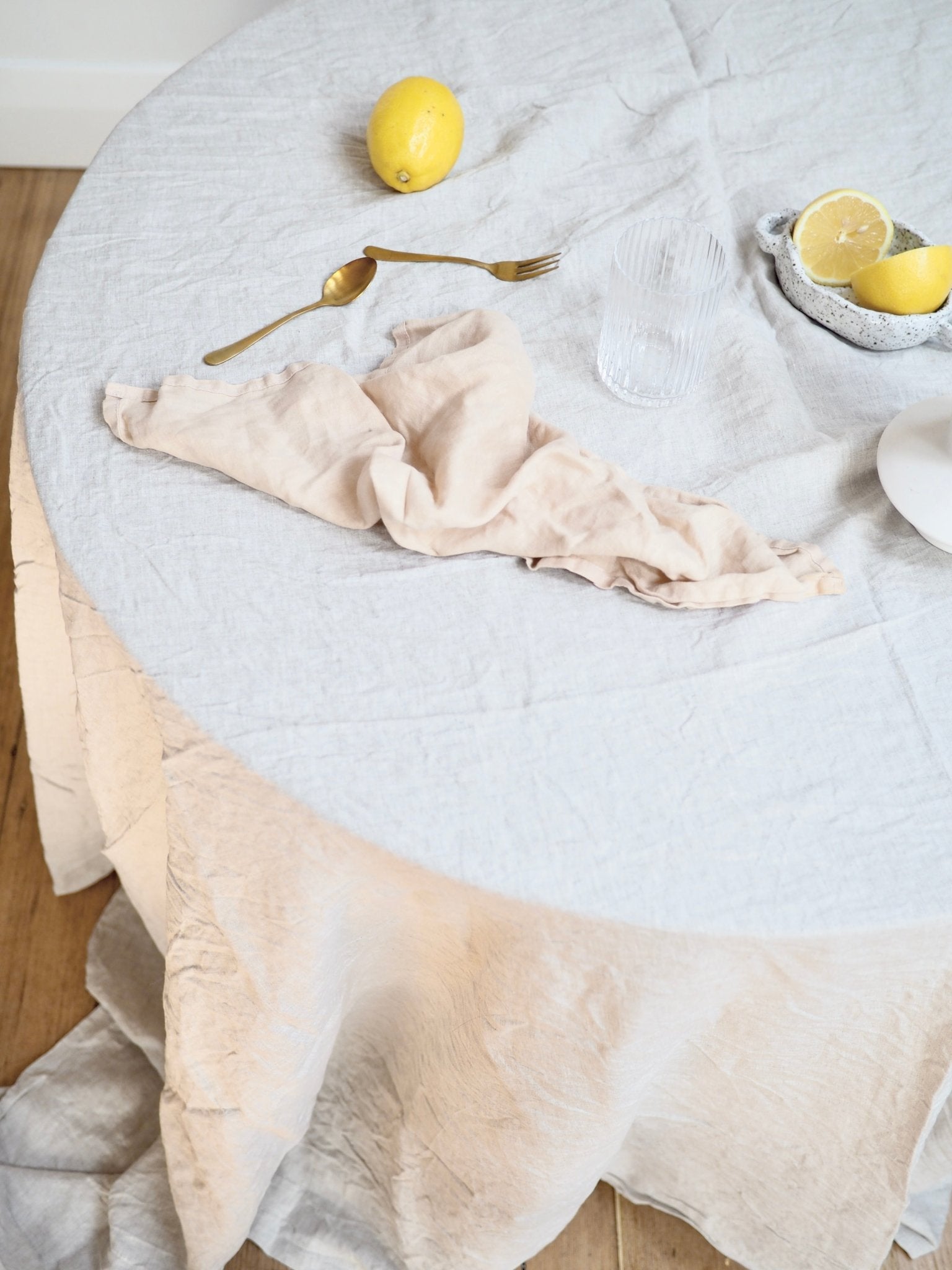100% Pure French Linen Tablecloth in Oatmeal - TSL