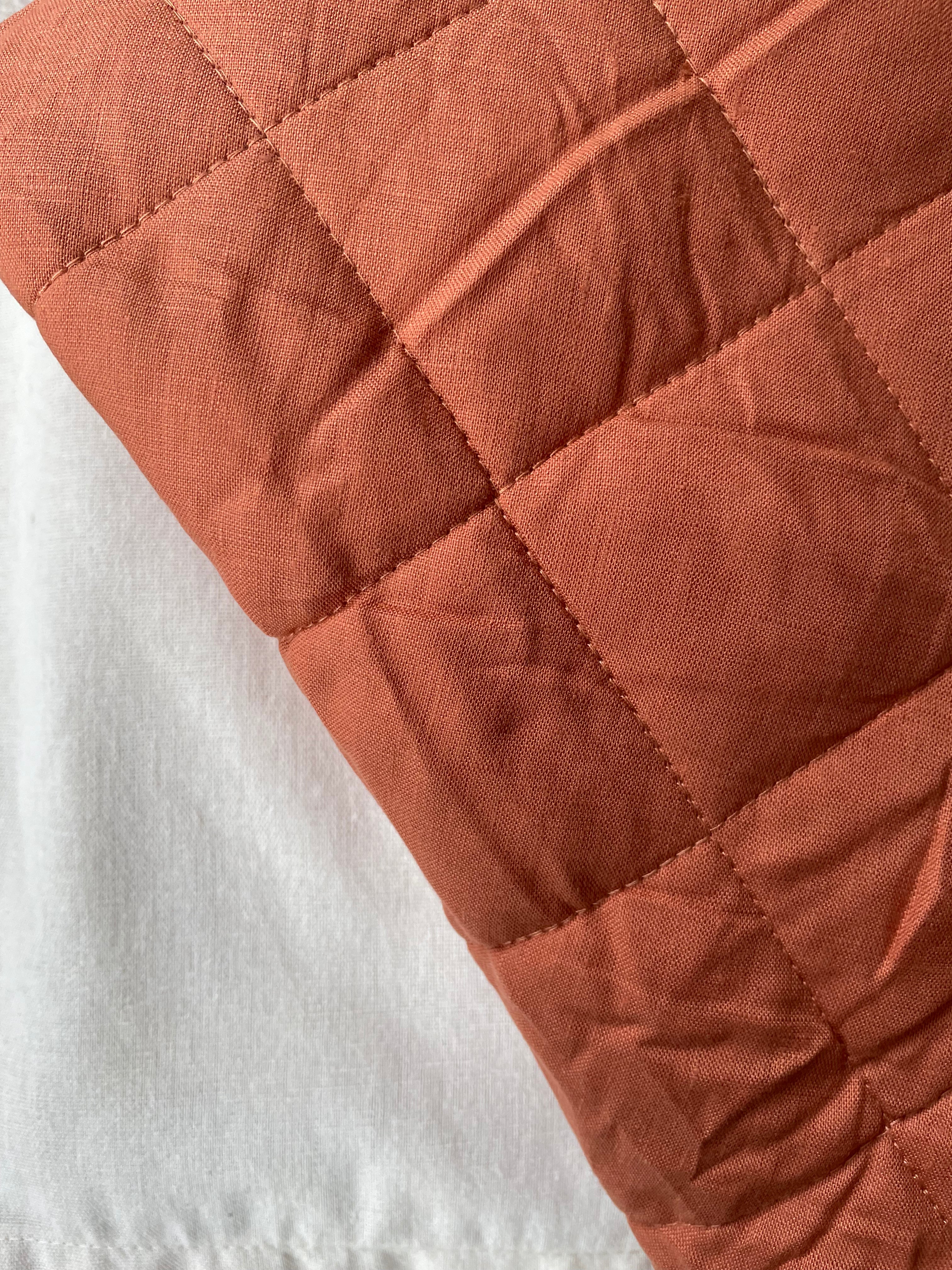 Pure French Flax Linen Play Mat in Terracotta