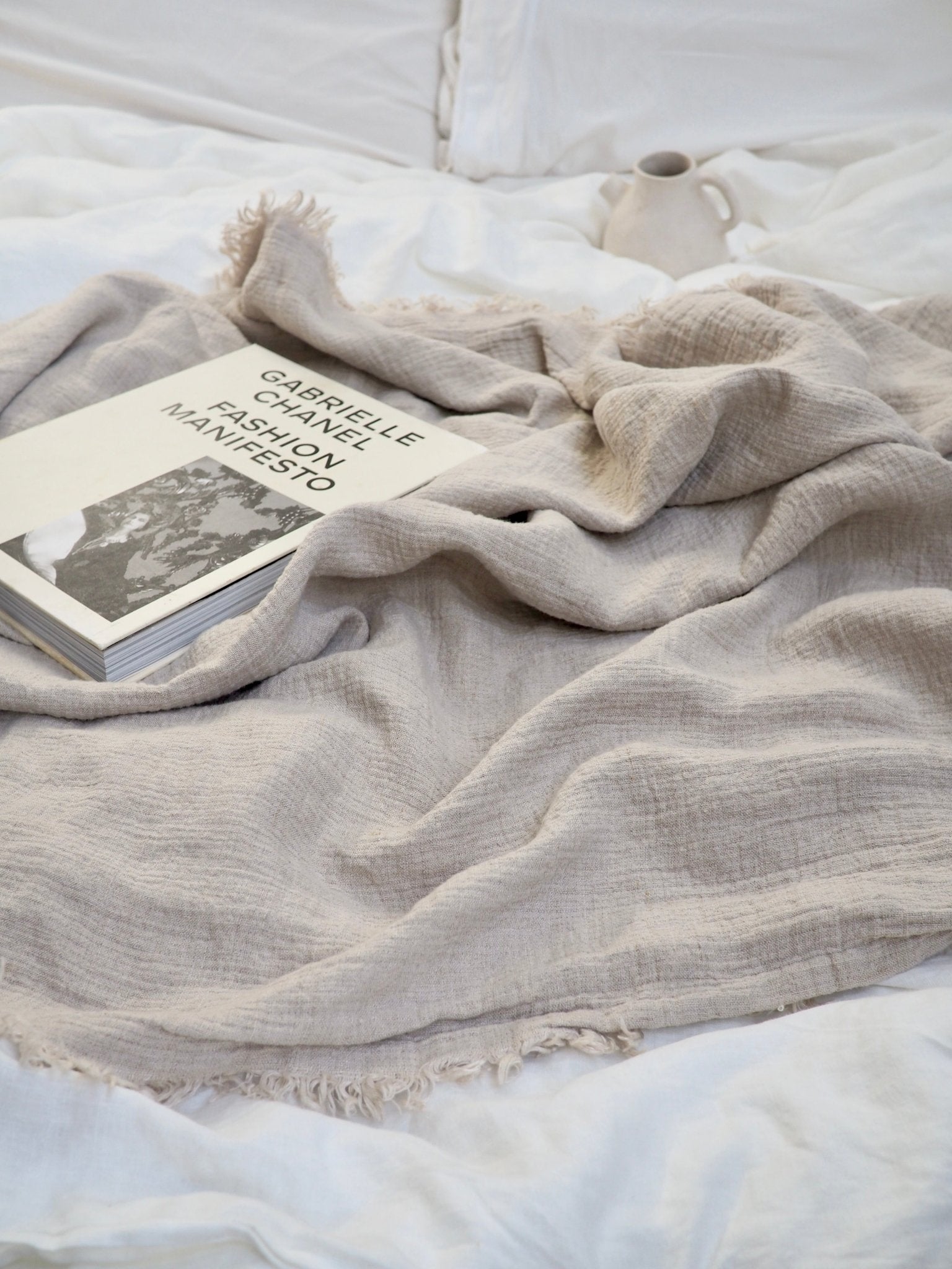 Luxurious 100% French Linen Throw in Natural Oatmeal - TSL