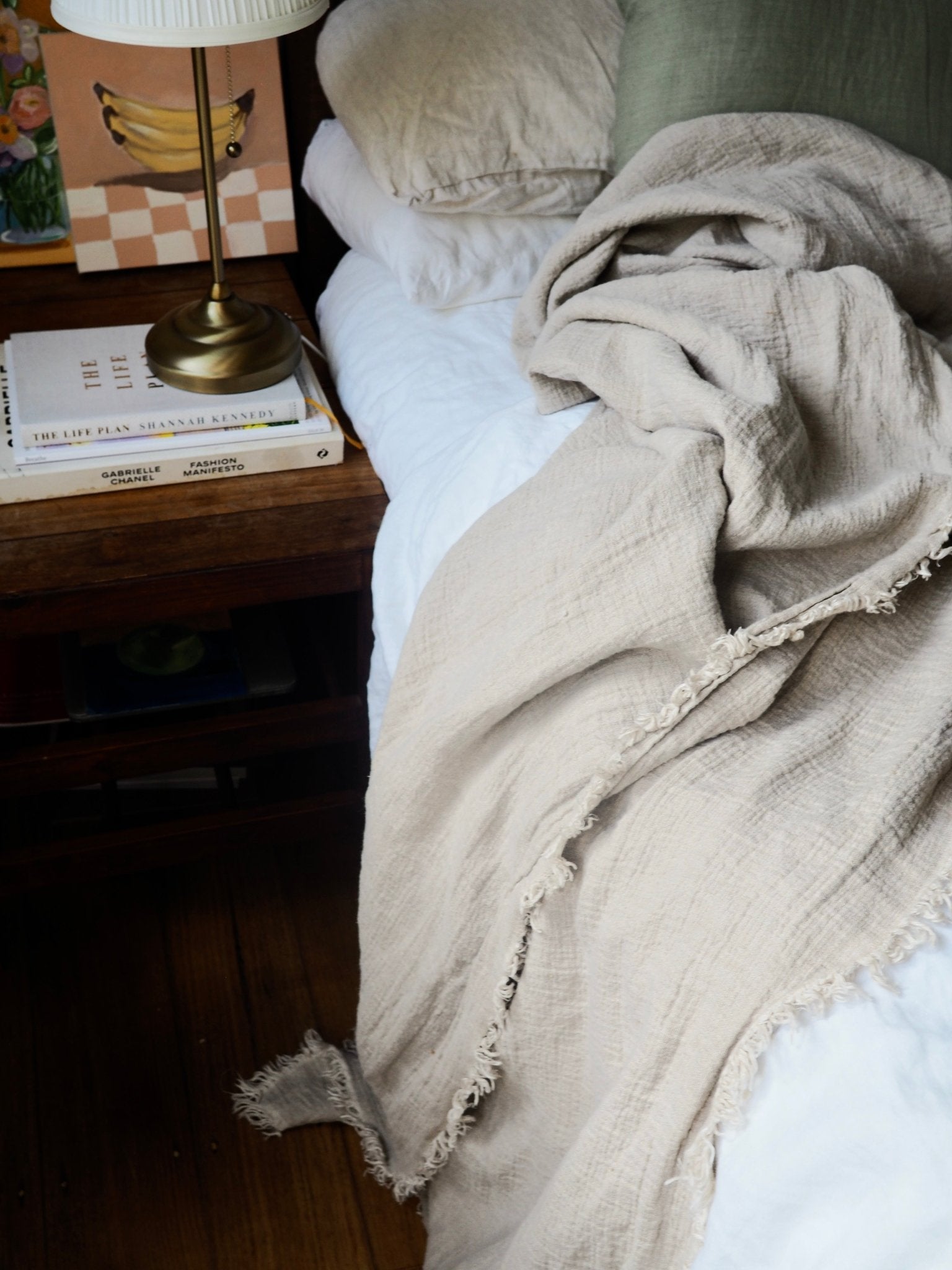 Pure French Linen Throw in Natural Oatmeal - TSL
